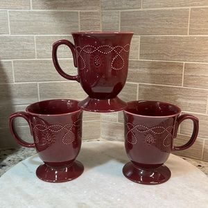 Set of 3 Pioneer Woman cowgirl lace mugs, Plum.